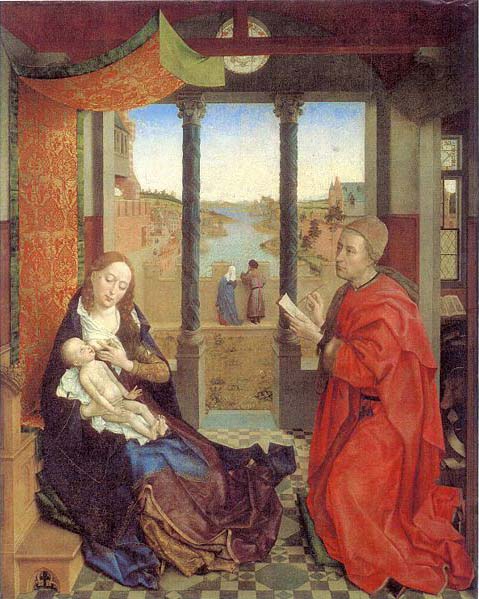 Rogier van der Weyden Self portrait as Saint Luke making a drawing for his painting the Virgin.